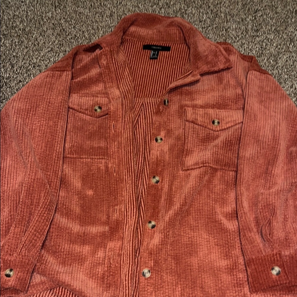 Forever 21 Men's Terracotta Corduroy Shirt Jacket